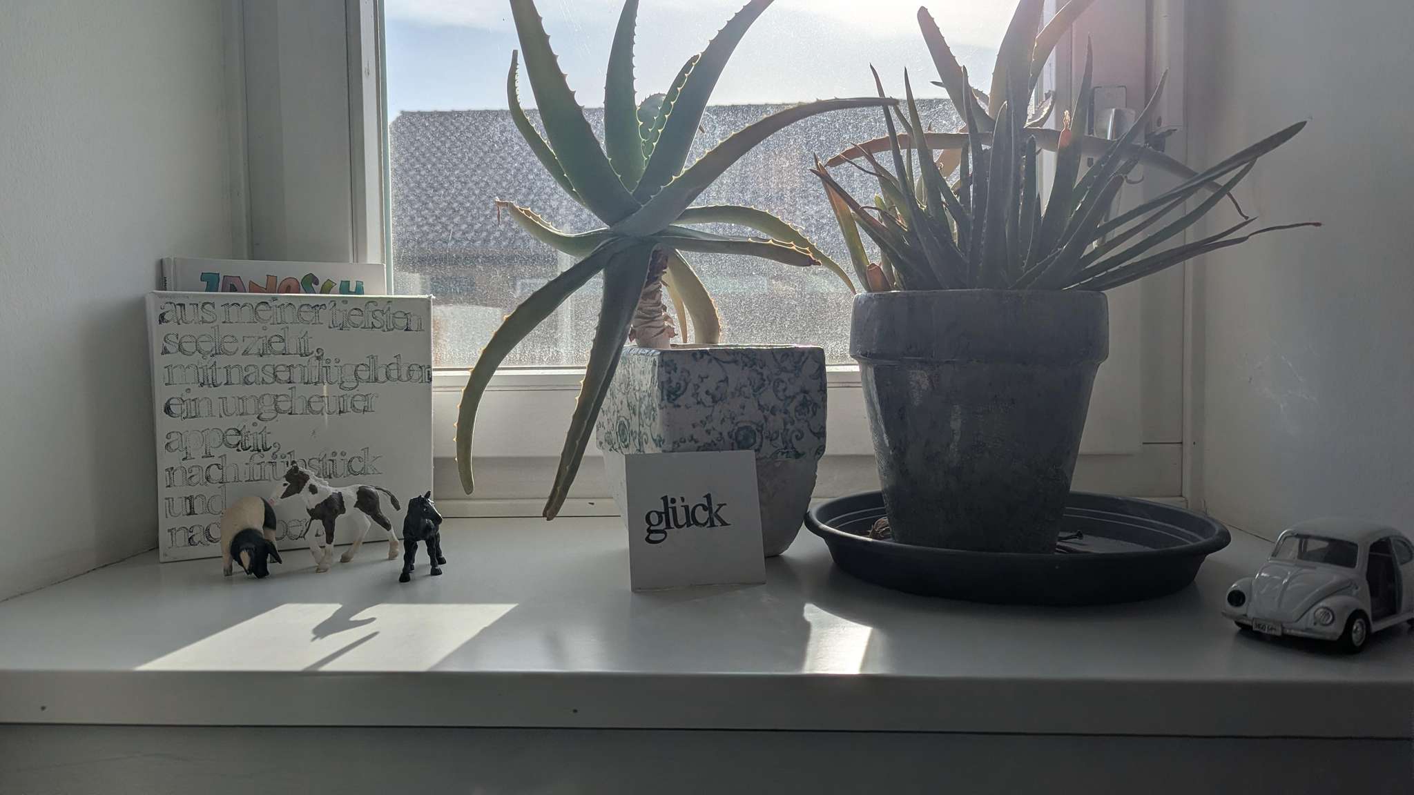 Fensterdekoration mit Glück